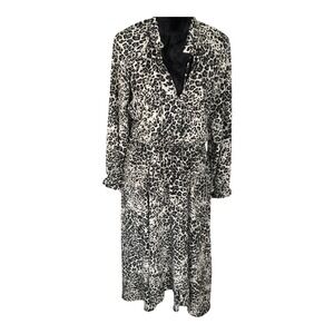 Banana Republic‎ \Women's Leopard Print Maxi Long Sleeve Ruffle Dress Sz 12